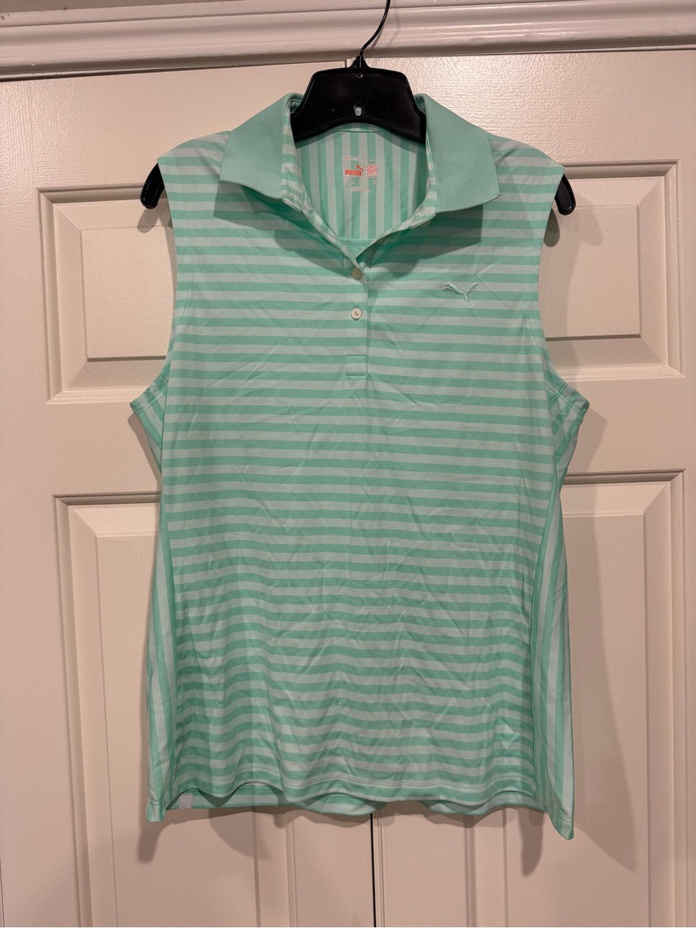 Puma Women’s Mint Striped Sleeveless Polo Tank